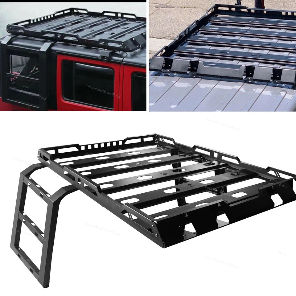 RoamGear Hurricane Roof Rack with Side Ladders – Textured Black (2018–2021 Jeep Wrangler JL 4-Door)