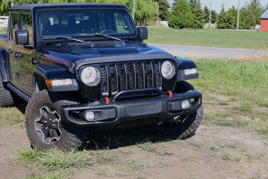 RoamGear Front Bumper – Steel, Textured Black (2018–2024 Jeep Wrangler JL 10th Anniversary Edition, No Sensor Holes)
