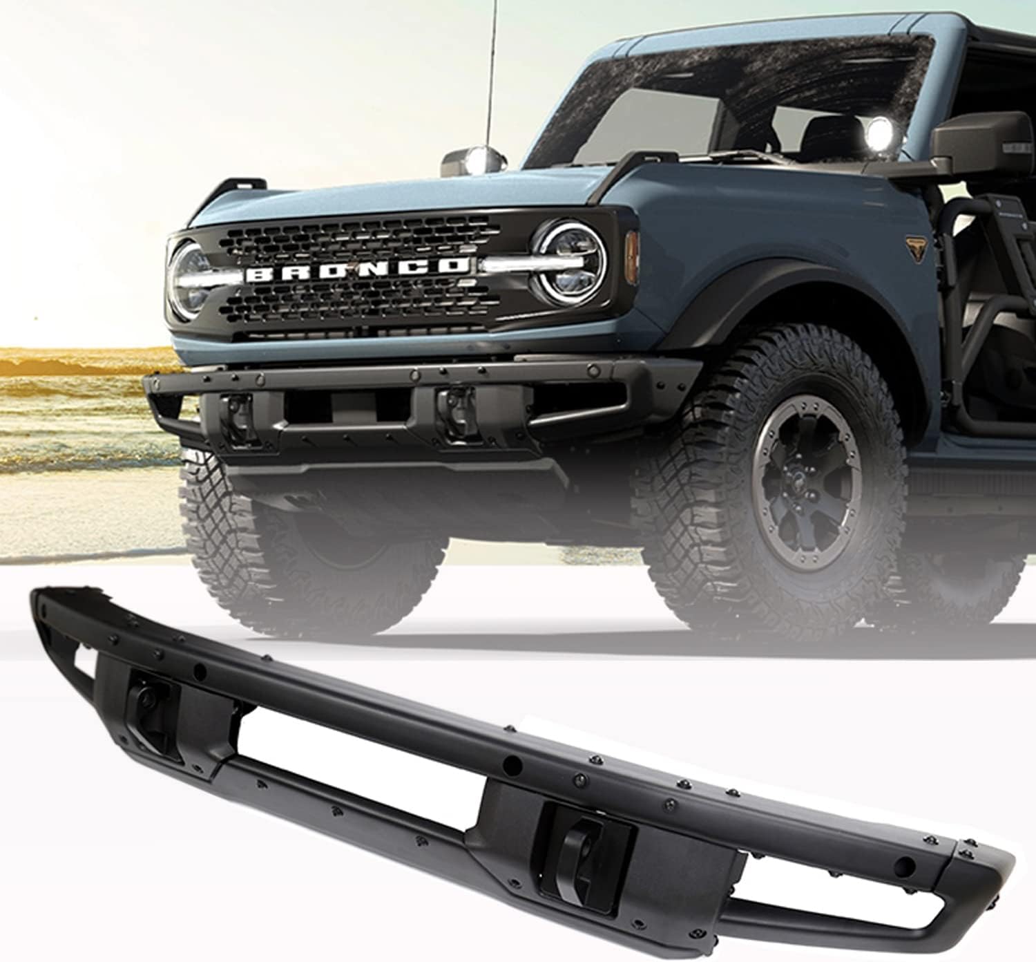 RoamGear Front Bumper – Steel, Textured Black (2021–2025 Ford Bronco)