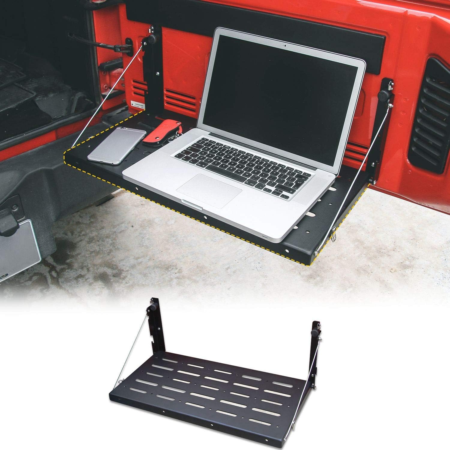 RoamGear Tailgate Table – Rear Foldable Cargo Shelf, Black (2007–2018 Jeep Wrangler JK/JKU)