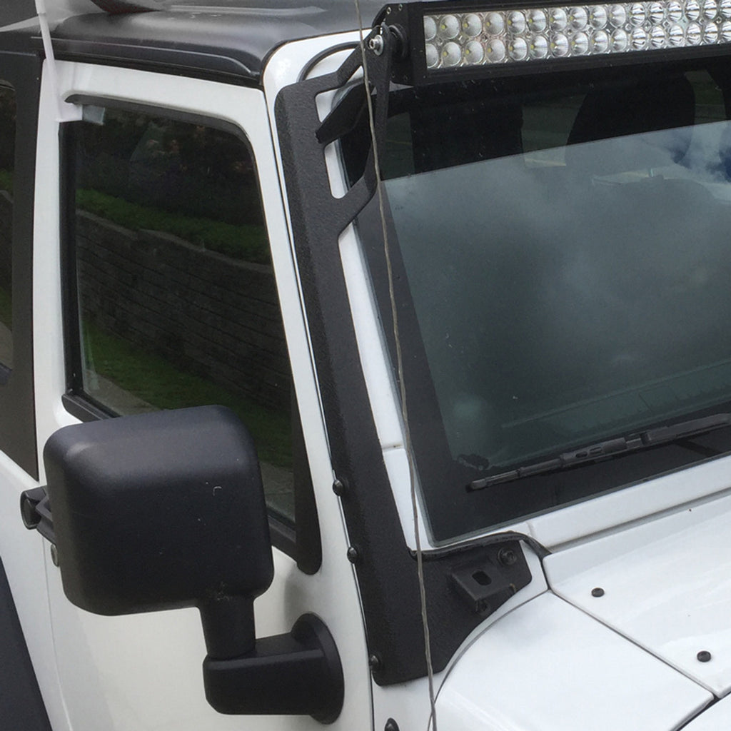 RoamGear Offroad A-Pillar Light Mount Rack – Textured Black (2018–2024 Jeep Wrangler JL/JLU)